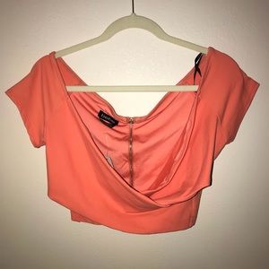 Bebe crop top size L coral